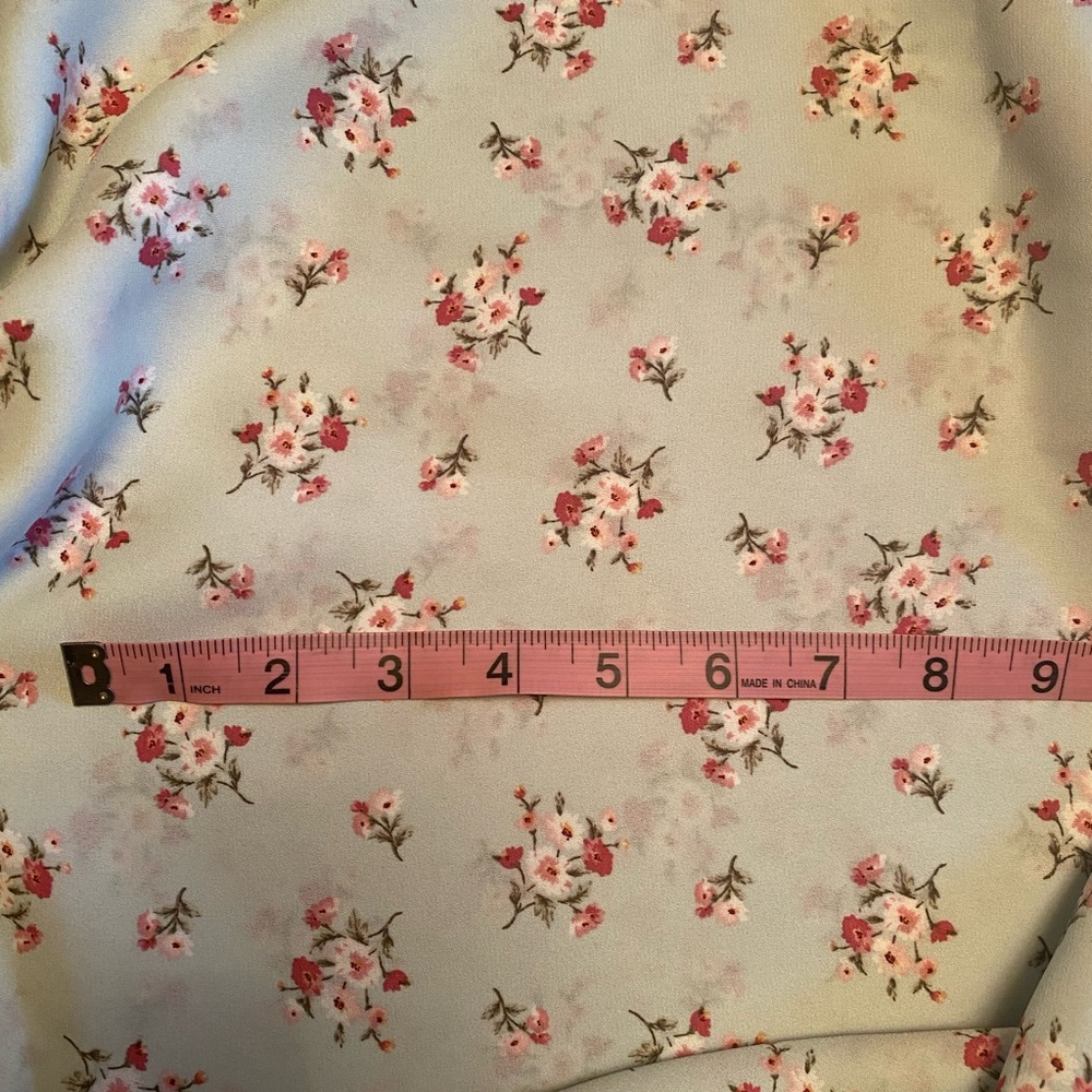 Polyester crepe mint floral fabric, fabric by the yard, cottage core fabric